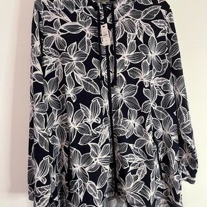 Talbots Navy and White Floral Lightweight Hoodie